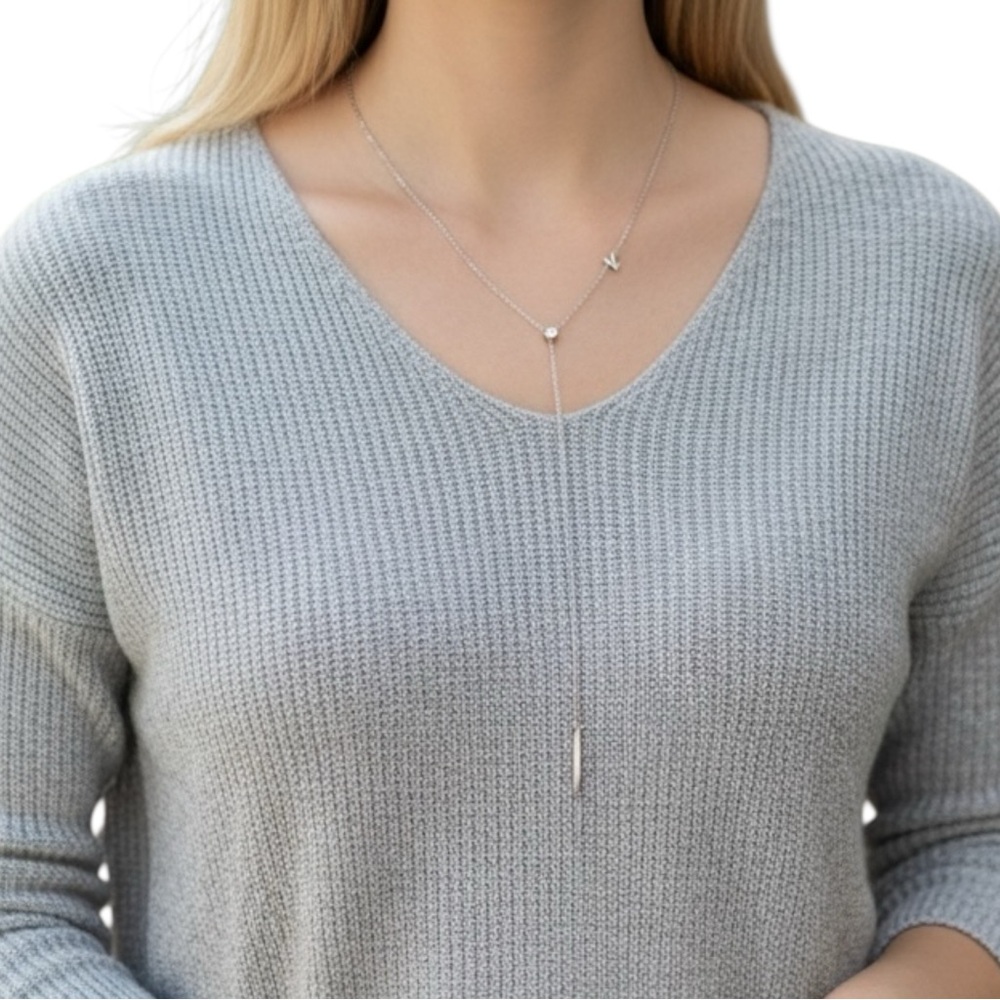 Jennifer Zeuner “Love” Serling Silver Emerson Lariat Necklace